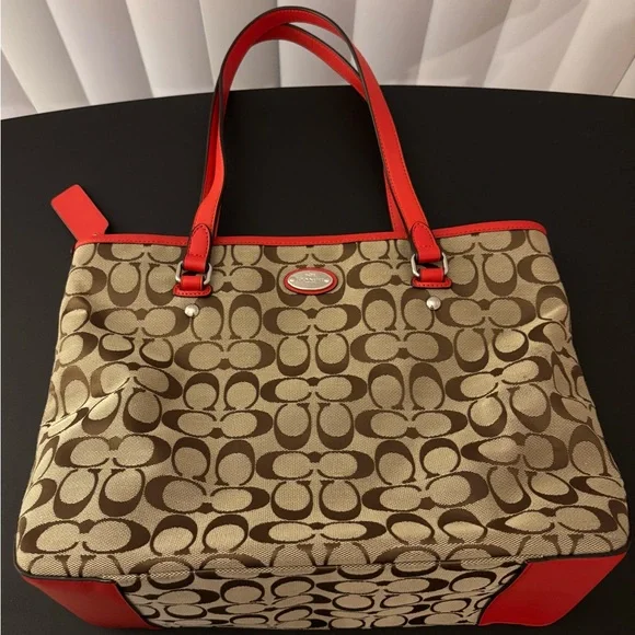 Coach Brown and Red Signature Tote Bag - Used - Picture 2 of 10